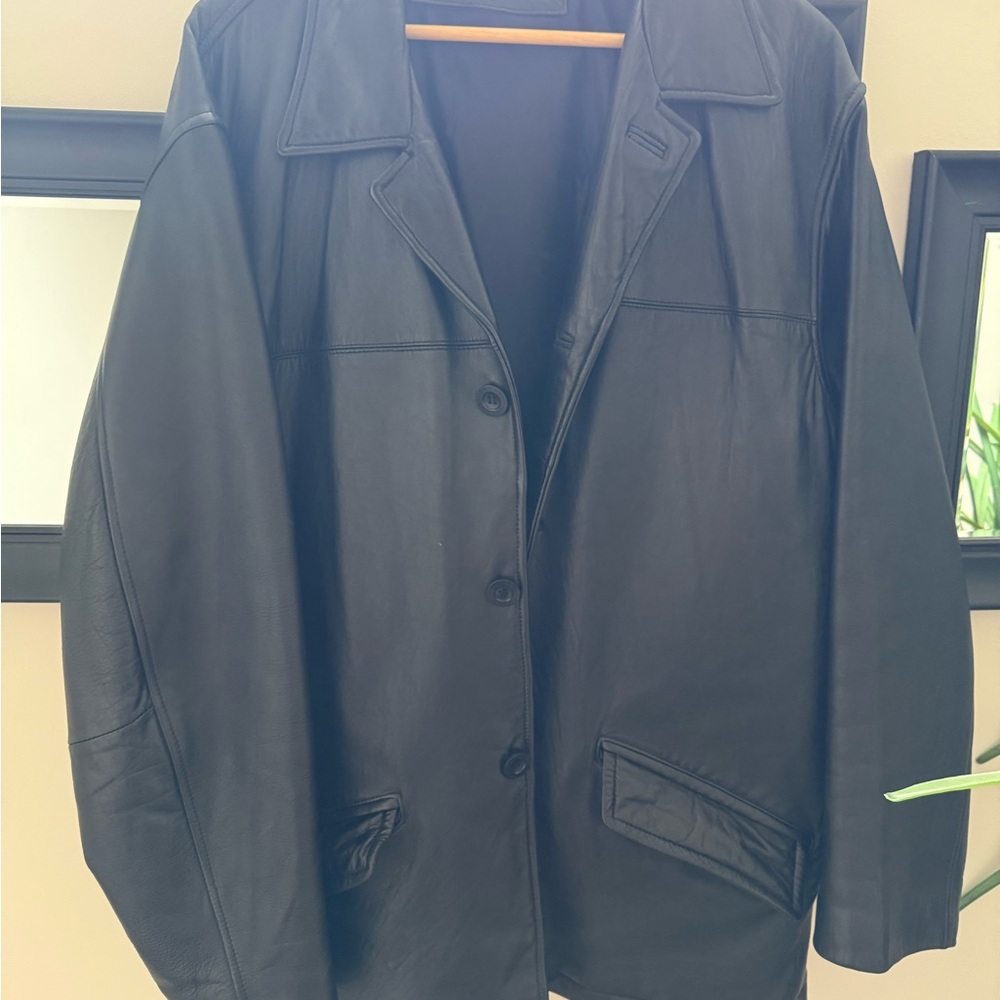 Kenneth Cole Black Leather Jacket Classic Design
